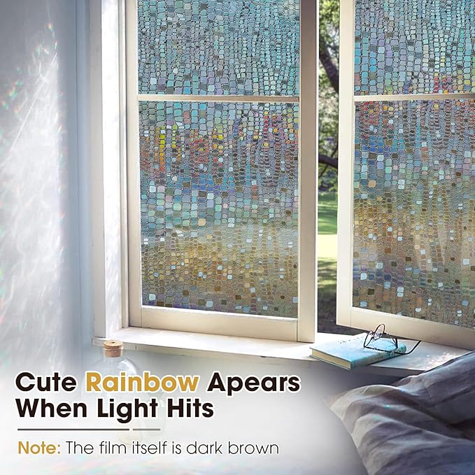 Windimiley Rainbow Window Privacy Film, 3D Stained Glass Christmas Decorative - Image 2