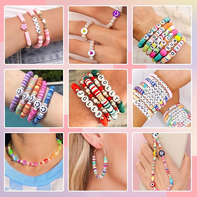 Gionlion Clay Beads Friendship Bracelet Making Kit, 72 Colors Preppy Clay A-Z - Image 4