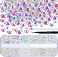 TecUnite 2000 Pieces Flat Back Gems Round Crystal Rhinestones 6 Sizes by TecUnite
