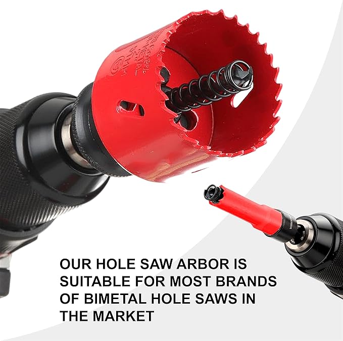 General Quick Change Hole Saw Mandrel, 7/16-Inch and 3/8 Inch Hole Saw Arbor with 3Pcs Central Drill/2PCS Hex wrench/2Pcs Spring