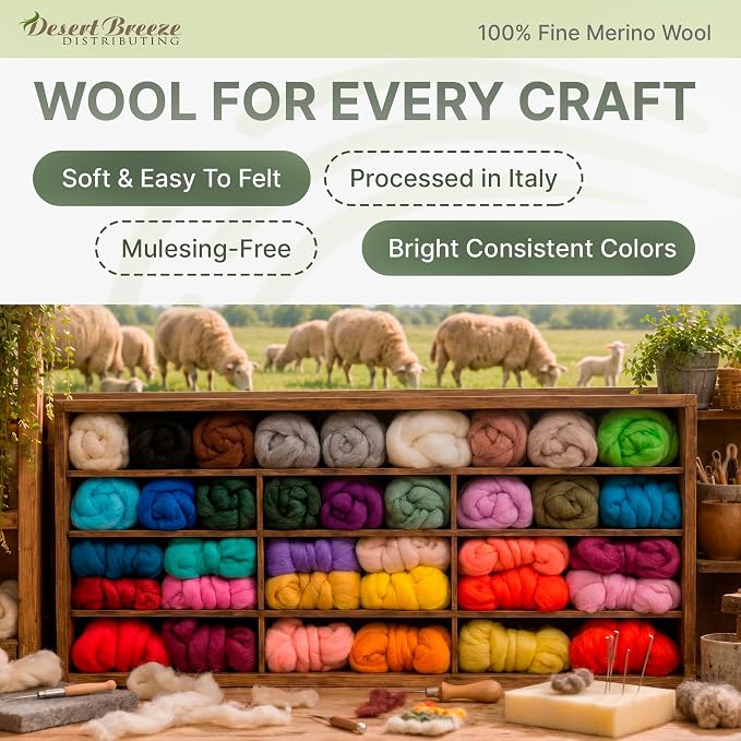 100% Natural Merino Wool Roving - 1 oz - Premium Combed Top Merino Roving Wool - Image 3