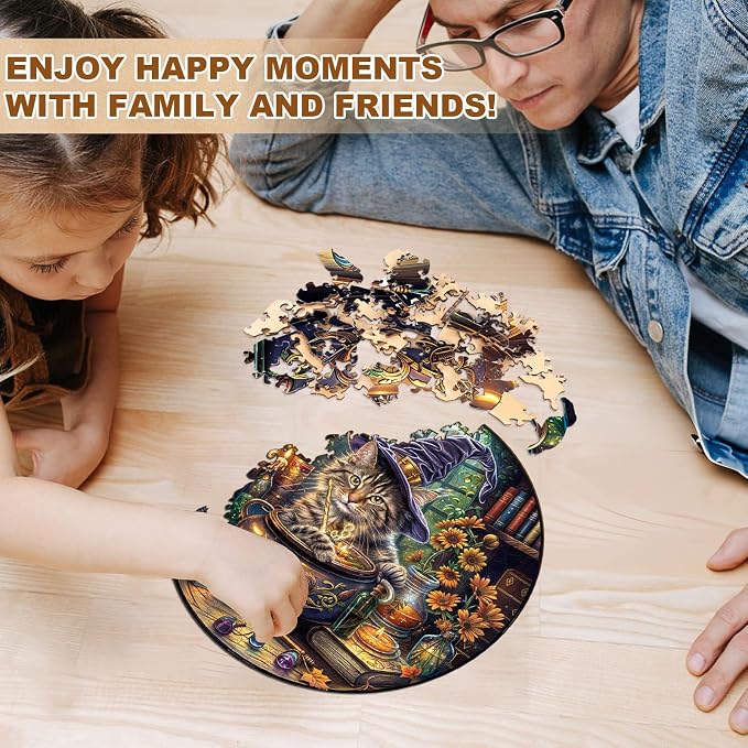 KAAYEE Wooden Puzzles for Adults, Magic Feline Cat Wooden Jigsaw Puzzle 450 PCS - Image 5