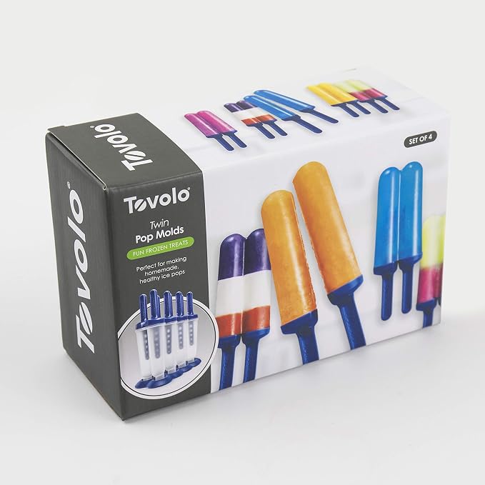 Tovolo Twin Popsicle Mold with Sticks 4 Pack Reusable Ice Pop Molds - Image 5