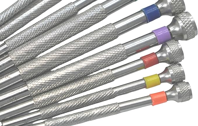 9-Piece Watchmaker Screwdriver Set with Revolving Stand & Extra Blades - Precision Screwdriver Set for Watch Repair, Jewelry, and Electronics, Includes Sizes 0.5mm to 2.5mm