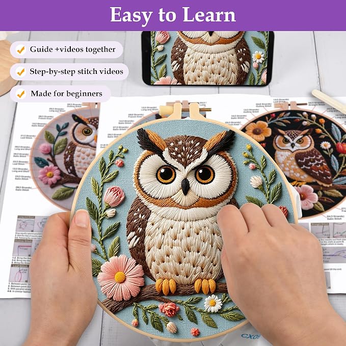 Uniartfy 3 Sets Embroidery Kit for Beginners - Image 3