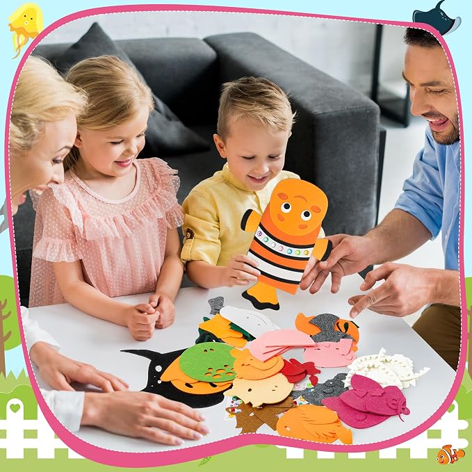 WATINC 12Pcs Hand Puppet Making Kit, Art Craft Felt Sock Puppet Toys, Creative - Image 6