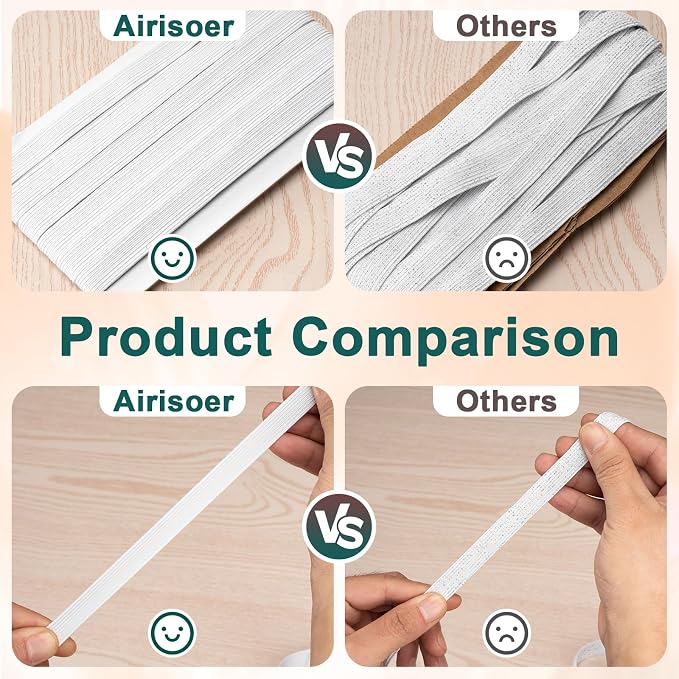 Airisoer 1/2 Inch Elastic Band for Sewing, 12 Yard High Elasticity Sewing - Image 4