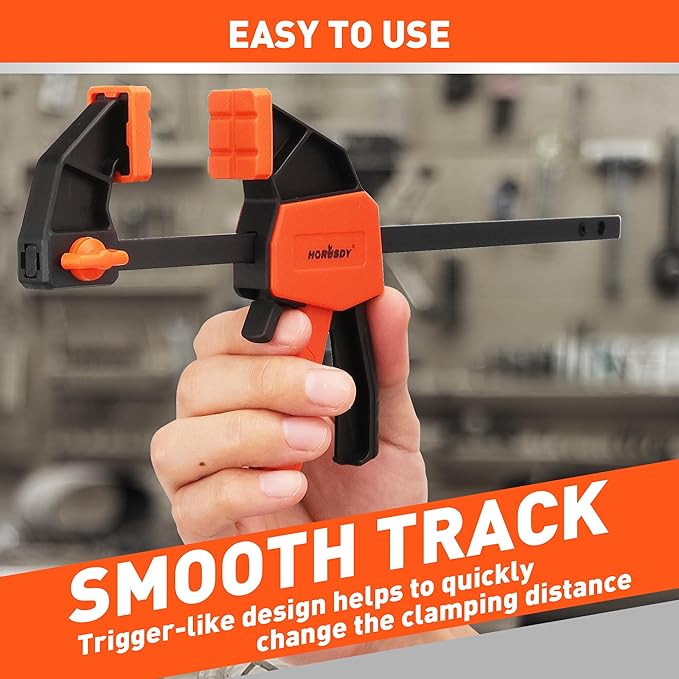 HORUSDY 8-Pack Bar and Spring Clamps for Woodworking - 4 Pieces 6" Bar, 4 Pieces 4" Spring, 75 LBS Load Limit, Quick F Clamp Set