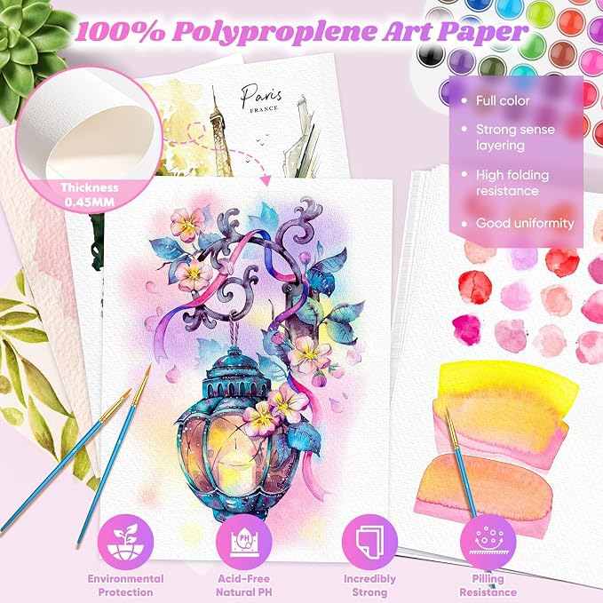 180 Sheets Watercolor Paper, Drawing Paper | 140lb/300gsm, Artist Coloring - Image 3