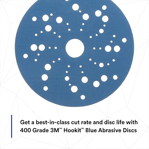 3M Hookit Blue Abrasive Ceramic Aluminum Oxide Hook & Loop Disc - 5 in Diameter Multi-Hole Vacuum Holes - 36166 [PRICE is per BOX]