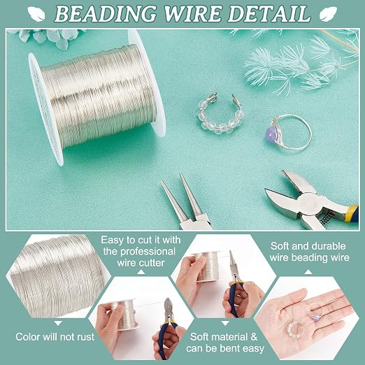 BENECREAT 26 Gauge 131 Yards Tarnish Resistant Silver Wire Jewelry Beading Wire - Image 4