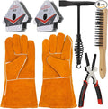 Welding Accessories,6pc,Chipping Hammer 10.5",Leather Welding Gloves 13.5",6-in-1 Welpers Pliers 8",Wire Brush 11",Welding Magnet 50LB