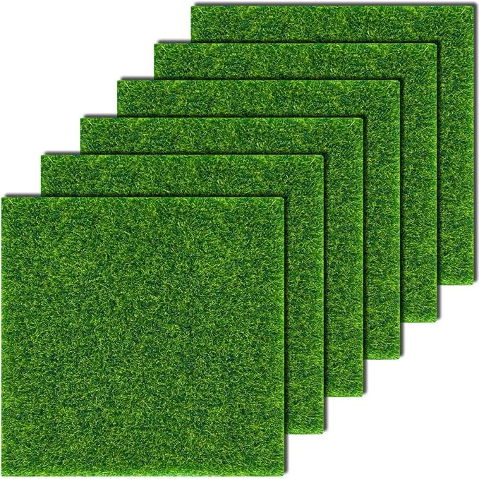 KISEER 6 Pack Fairy Garden Grass 6 x 6 Inches Miniature Artificial Craft Grass by KISEER