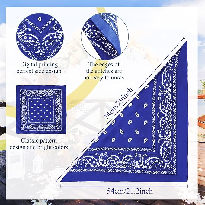 100 Pack Bandanas Unisex Paisley Bandanas Bulk Multi Purpose Cowboy Head Wrap - Image 5