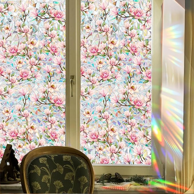 Floral Stained Glass Window Privacy Film, Retro Decorative Rainbow Window - Image 7