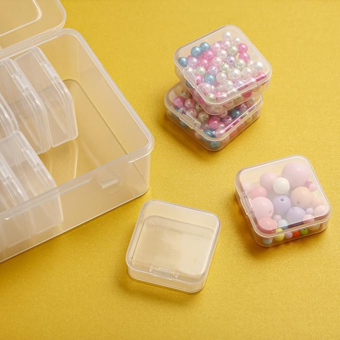 Mathtoxyz Small Bead Organizers, 30 Pieces Plastic Storage Cases Mini Clear - Image 2