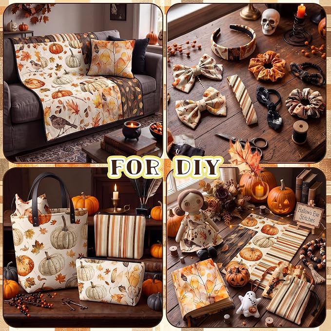 HunnmingRe 20 Pcs 10''x10'' Fall Quilting Fabric Square Watercolor Autumn - Image 6