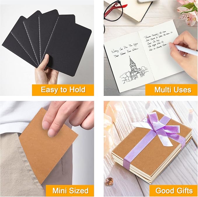 feela 170 Pack Blank Kraft Notebooks, Unlined Sketchbook Mini Cute Note Pad - Image 6