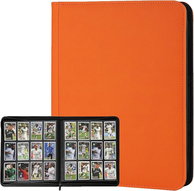 12 Pocket Ringless Side Loading Trading Card Binder, 720 Cards PU Fixed Page by GERMUN