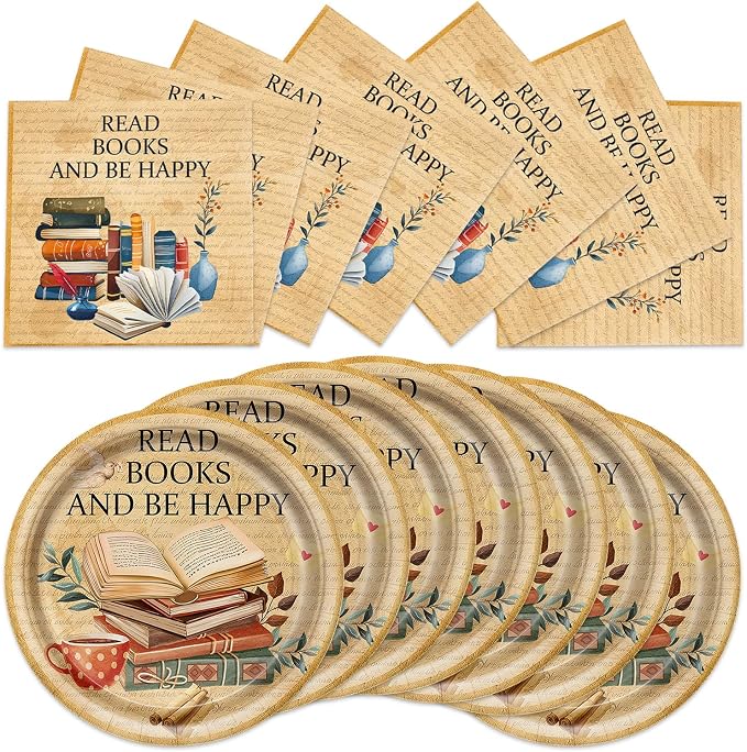 40Pcs Book Party Decorations Vintage Storybook Club Birthday Plates and Napkins by Unknown