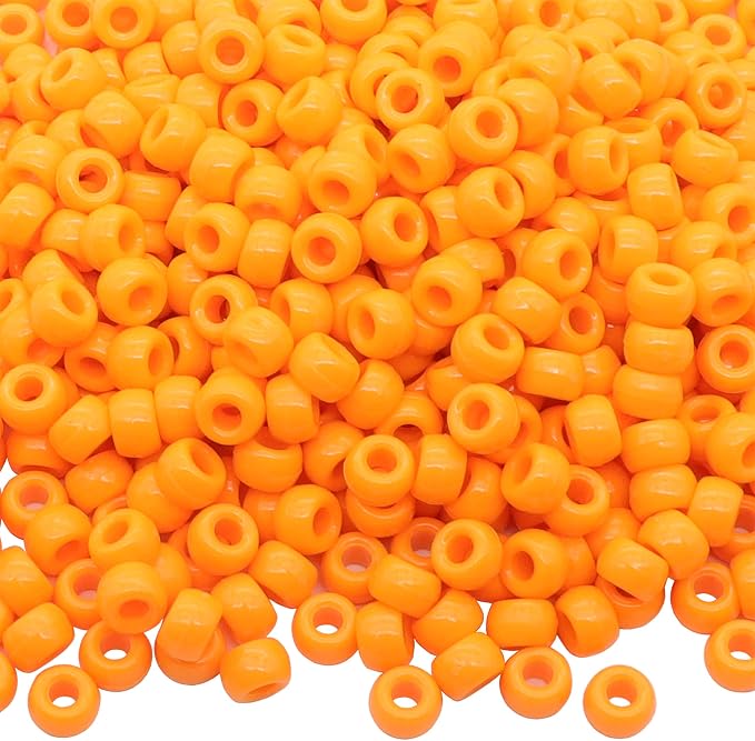 1000Pcs Pony Beads Bracelet 9mm Orange Plastic Barrel Pony Beads by Auvoua