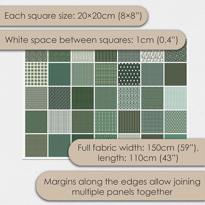 Cotton Satin Patchwork Fabric Panel – 35 Designs, 20×20 cm Squares, Single - Image 5