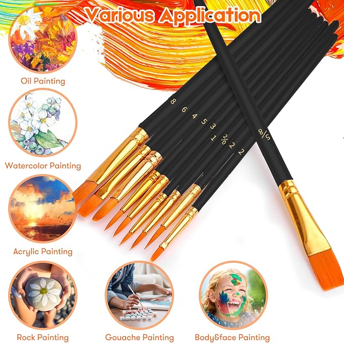 Soucolor Acrylic Paint Brushes Set, Halloween Pumpkin Ceramic Crafts Supplies - Image 8