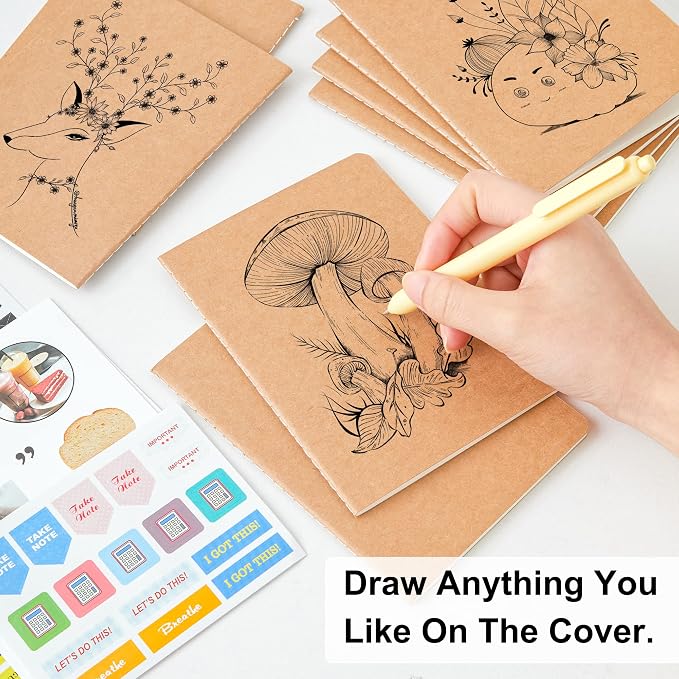 feela 170 Pack Blank Kraft Notebooks, Unlined Sketchbook Mini Cute Note Pad - Image 3