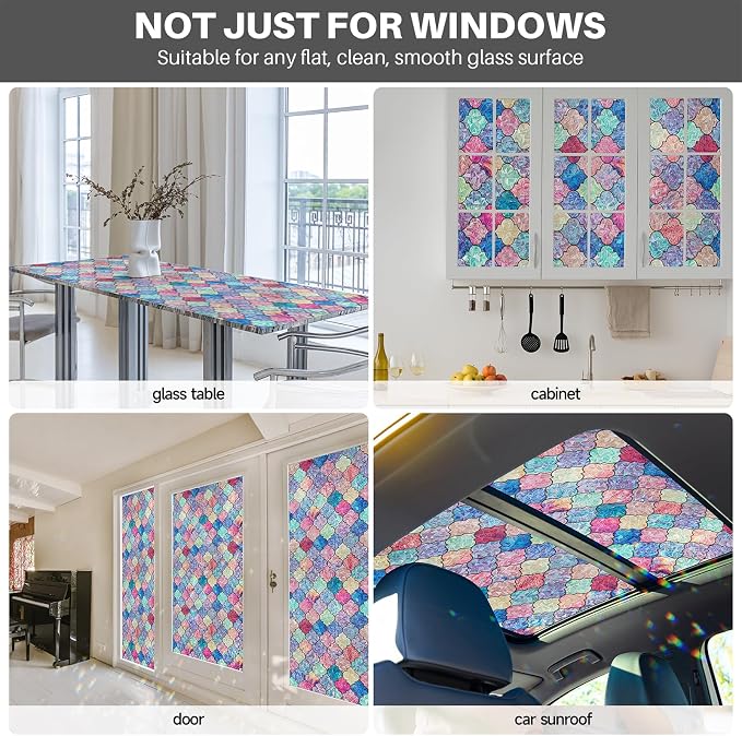 Stained Glass Window Film, Window Privacy Film Rainbow Decorative - Image 6