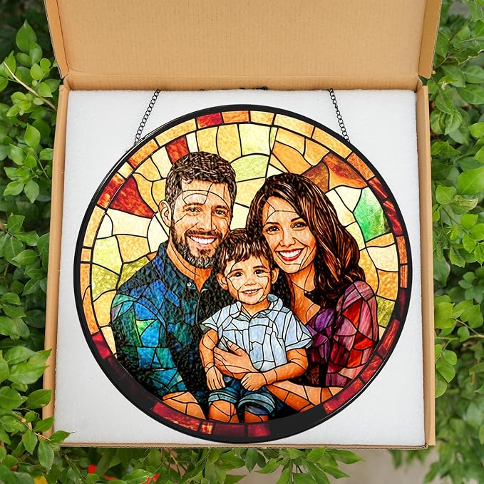 Personalized Family Stained Glass Sun Catcher, Custom Photo Family Portrait - Image 6