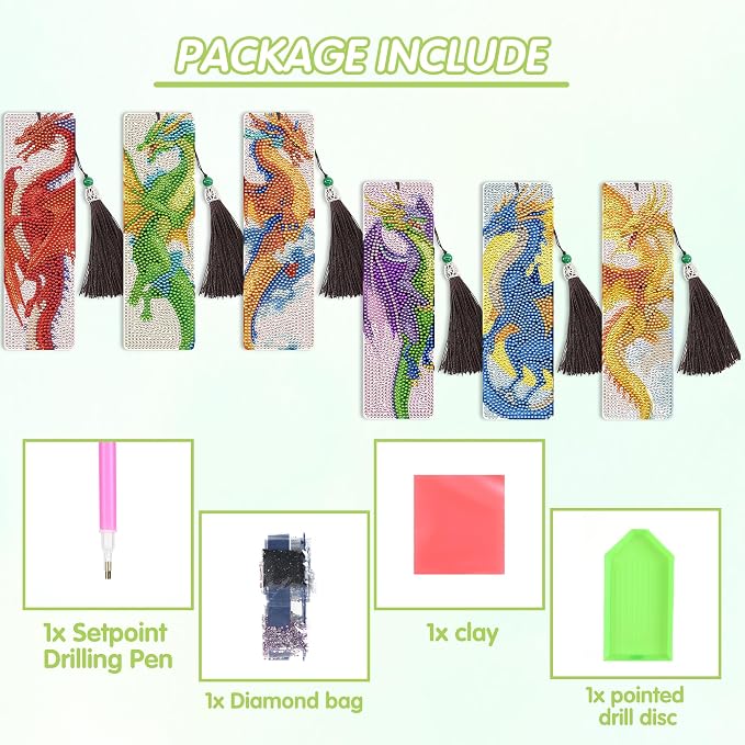 6 Pcs Dragon Diamond Art Bookmarks - Image 2