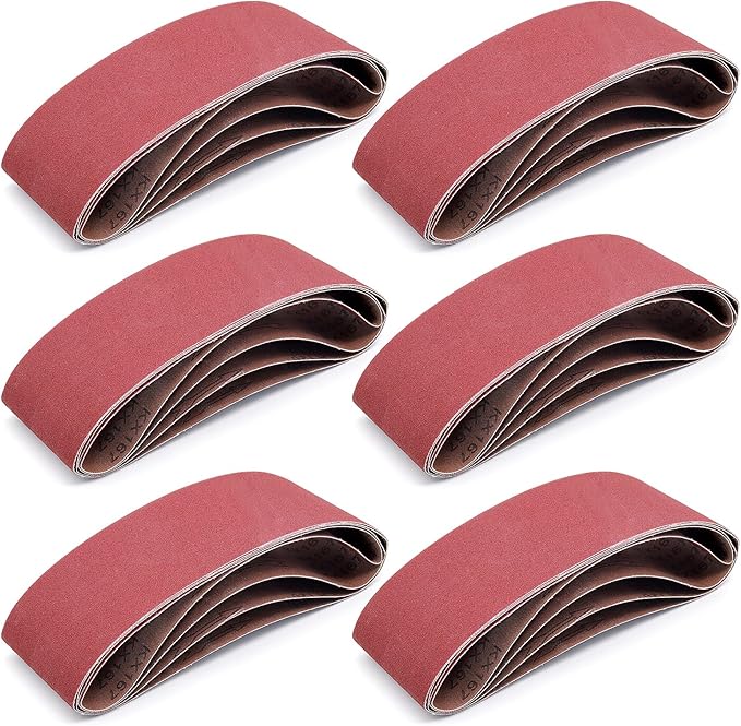 24 Pcs 4 x 21 Inch Sanding Belts, 120 Grit Sanding Belts for Belt Sander, 4x21 Aluminum Oxide Sanding Belts for Wood Furniture (4x21in, 120 Grit)