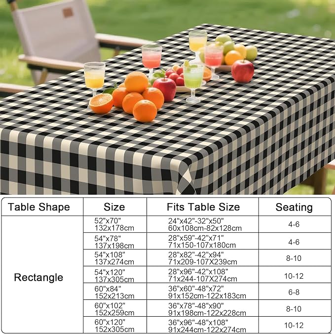 Smiry Rectangle Table Cloth, Waterproof Vinyl Tablecloths - Image 7