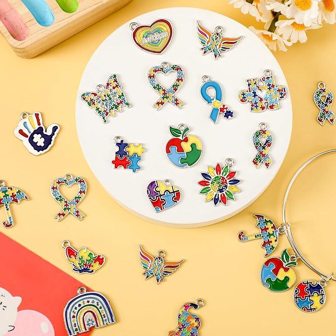 MARFOREVER 40Pcs/20 Pairs Autism Awareness Charms, Autism Charm - Image 6
