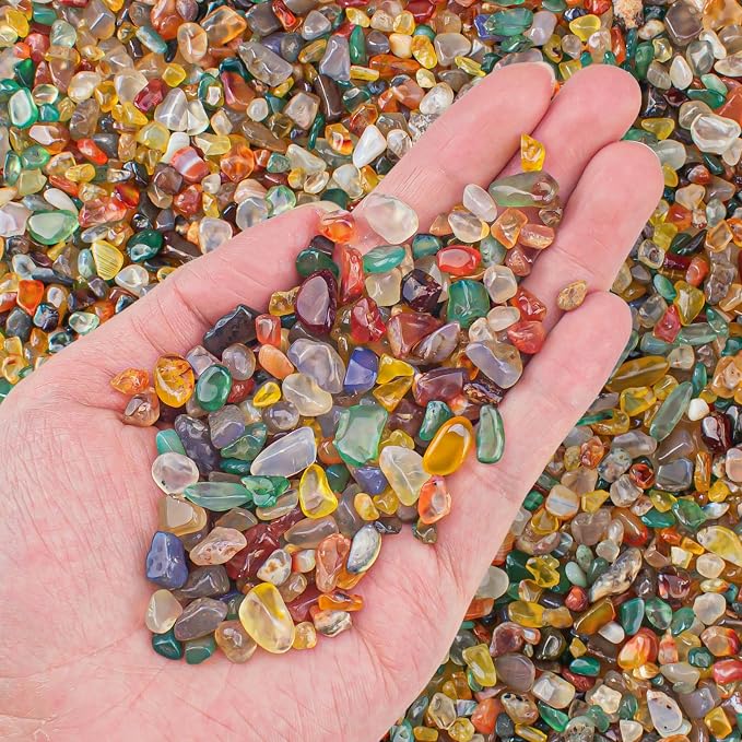 Colorful Agate Crushed Stone Crystal Chips Bulk Irregular Shaped Aquarium Decor by EZEELAI