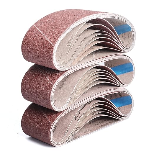 21 Pack 3 x 21 Inch Sanding Belts, 3x21 Belt Sander Sanding Belts 40/60/80/120/180/240/400 Grits Assortment Sanding Belt for Belt Sander Knife Sharpening Woodworking Metal Polishing