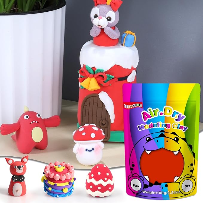 ifergoo Red Air Dry Clay, DIY Creative Modeling Clay - Image 5