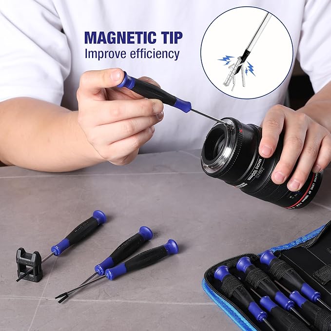 WORKPRO 10-Piece Precision Screwdriver Set with Pouch, Phillips, Slotted, Torx Star, Magnetic Screwdriver Repair Tool Kit, Non-Slip Grip, for Eyeglass, Watch, Computer, Laptop, Phone