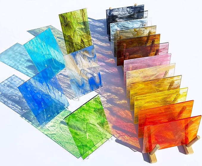 LITMIND 24 Sheets Transparent Streaky Stained Glass Sheets – Mystic Rainbow Mix - Image 2