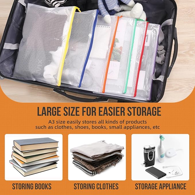 YOPCDJ 24pcs Mesh Zipper Pouch File Bags Puzzle Storage Bags, A3 17x12 Inches - Image 5