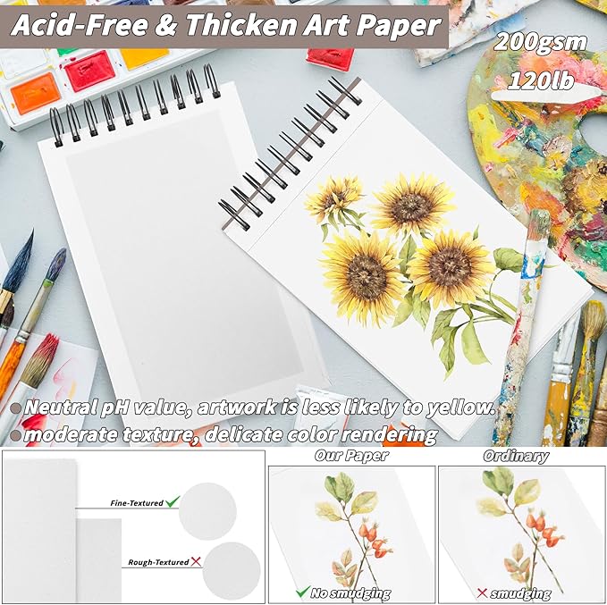 10 Pack 400 Sheets Heavyweight Sketchbook 9 x 12 in 200GSM Very Thick Mixed - Image 3