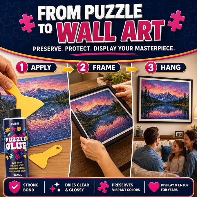 Jigsaw Puzzle Glue Clear with Applicators, No Yellowing Puzzle Saver - Image 5