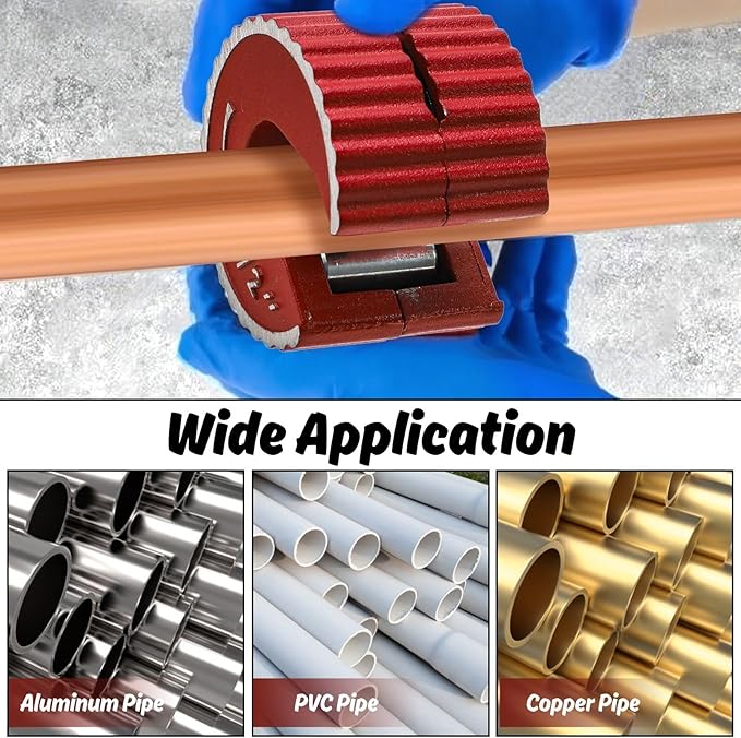 YOUEON Tubing Cutter Set, 6-Piece Copper Pipe Cutter Kit with Self-Tightening C-Shape Cutters (1/2", 3/4", 1"), Deburring Tool with 2 Extra Blades, for PVC, Copper, and Aluminum Pipes