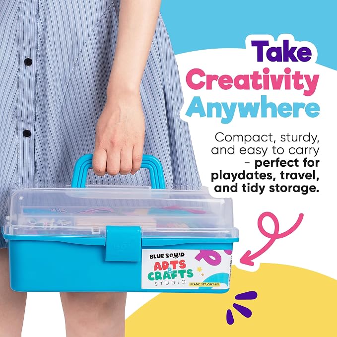 Blue Squid Arts & Crafts Box- 2800+ pcs Deluxe Craft Supplies Box, 2 Drawers - Image 5