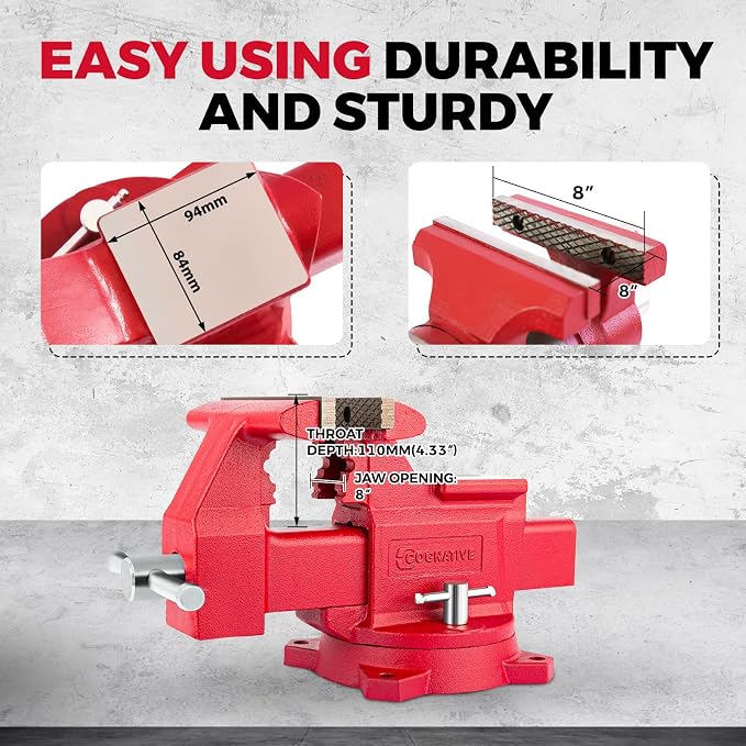 8" Heavy-Duty Bench Vise Ductile Iron Bench Vise - Image 3