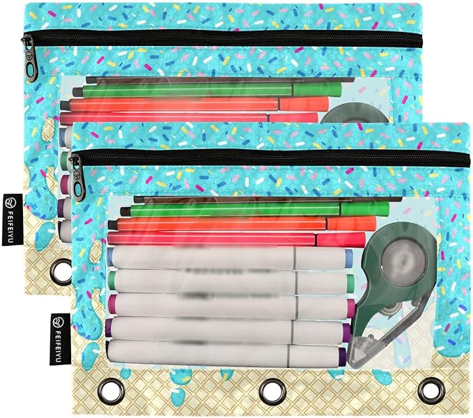 Teal Blue Ice Cream Print Pencil Pouch - Image 2