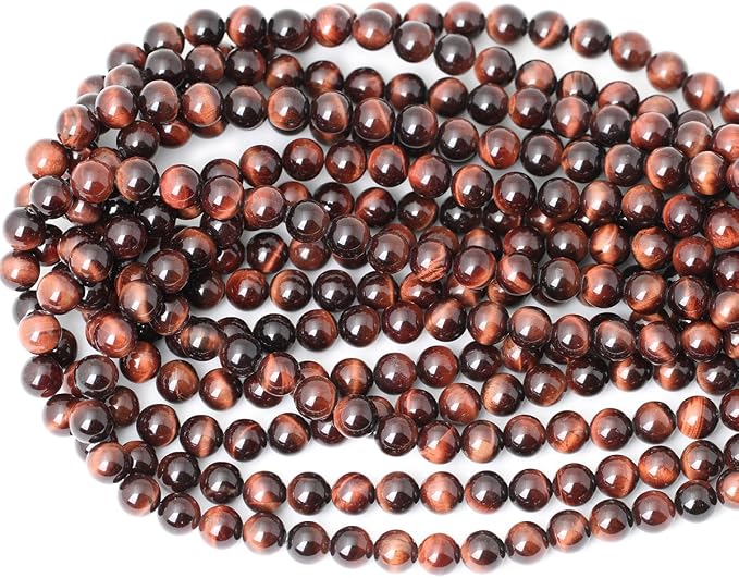 45PCS 8mm Natural Red Tiger Eye Gemstone Round Loose Beads - Image 3