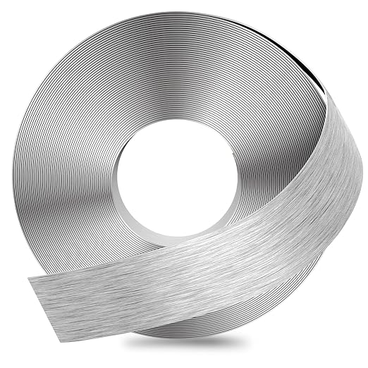 GSCIT Club Silver Edge Banding, 2 Inch x 100ft Aluminum Brushed Edge Banding PVC Edge Trim for Cabinet Repair Furniture