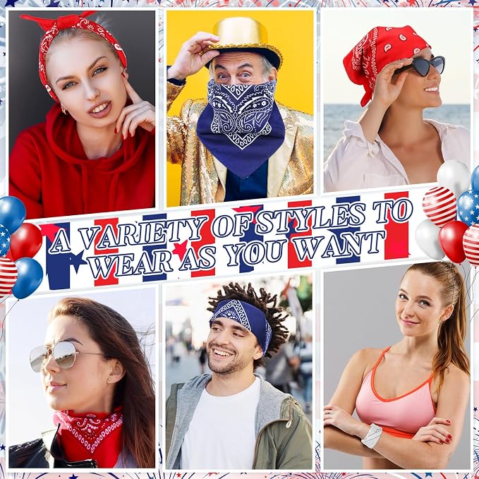 100 Pack Bandanas Unisex Paisley Bandanas Bulk Multi Purpose Cowboy Head Wrap - Image 2