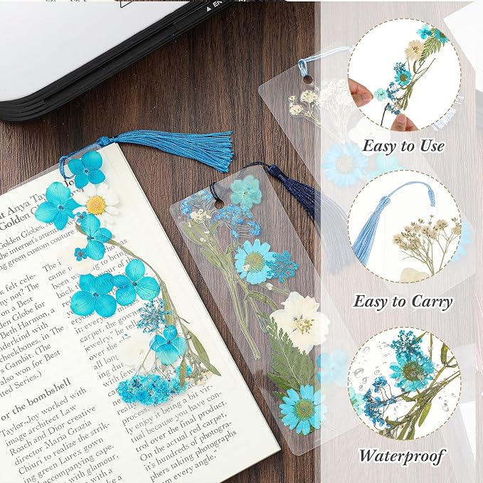 Fuyoooo 376 Pcs Pressed Flowers Bookmark Making Kit, DIY Bookmark Laminating - Image 3